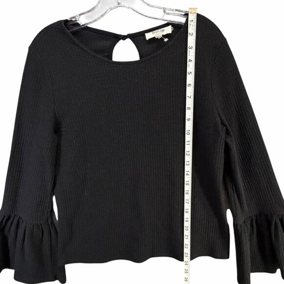 Anthropologie Porridge Joan Bell Sleeved Top Womens M Black Ribbed Boho Chic - Picture 8 of 14